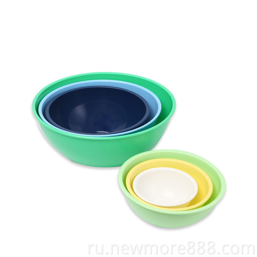 Set of 6 Multi-color Plastic Mixing Bowls